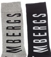 3 pairs of BIKKEMBERGS men's tennis socks with brand lettering, cotton socks, white/black/grey/blue