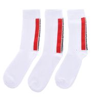 3 pairs of BIKKEMBERGS men's tennis socks with brand lettering, cotton socks, white/black/grey/blue