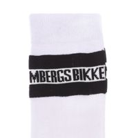 2 pairs of BIKKEMBERGS men's cotton socks with small brand lettering, socks, sneaker socks, white/black/red