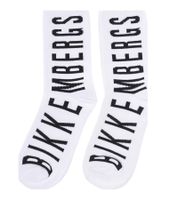 2 pairs of BIKKEMBERGS men's cotton socks with small brand lettering, socks, sneaker socks, white/black/red