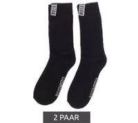 2 pairs of BIKKEMBERGS men's cotton socks with small brand lettering, socks, sneaker socks, white/black/red