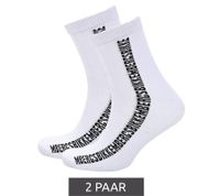 2 pairs of BIKKEMBERGS men's cotton socks with small brand lettering, socks, sneaker socks, white/black/red