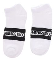 2 pairs of BIKKEMBERGS men's cotton socks with small brand lettering, socks, sneaker socks, white/black/red