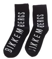 2 pairs of BIKKEMBERGS men's cotton socks with small brand lettering, socks, sneaker socks, white/black/red