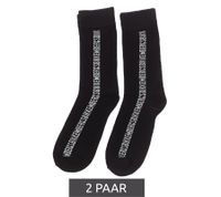 2 pairs of BIKKEMBERGS men's cotton socks with small brand lettering, socks, sneaker socks, white/black/red