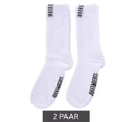 2 pairs of BIKKEMBERGS men's cotton socks with small brand lettering, socks, sneaker socks, white/black/red