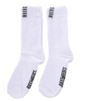 2 pairs of BIKKEMBERGS men's cotton socks with small brand lettering, socks, sneaker socks, white/black/red