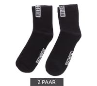 2 pairs of BIKKEMBERGS men's cotton socks with small brand lettering, socks, sneaker socks, white/black/red
