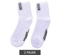 2 pairs of BIKKEMBERGS men's cotton socks with small brand lettering, socks, sneaker socks, white/black/red