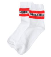2 pairs of BIKKEMBERGS men's cotton socks with small brand lettering, socks, sneaker socks, white/black/red