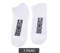 2 pairs of BIKKEMBERGS men's cotton socks with small brand lettering, socks, sneaker socks, white/black/red