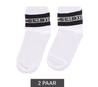 2 pairs of BIKKEMBERGS men's cotton socks with small brand lettering, socks, sneaker socks, white/black/red