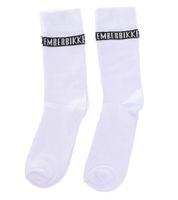 2 pairs of BIKKEMBERGS men's cotton socks with small brand lettering, socks, sneaker socks, white/black/red