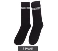 2 pairs of BIKKEMBERGS men's cotton socks with small brand lettering, socks, sneaker socks, white/black/red