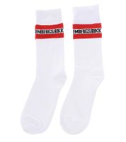 2 pairs of BIKKEMBERGS men's cotton socks with small brand lettering, socks, sneaker socks, white/black/red