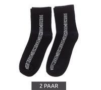 2 pairs of BIKKEMBERGS men's cotton socks with small brand lettering, socks, sneaker socks, white/black/red