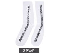 2 pairs of BIKKEMBERGS men's cotton socks with small brand lettering, socks, sneaker socks, white/black/red