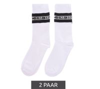 2 pairs of BIKKEMBERGS men's cotton socks with small brand lettering, socks, sneaker socks, white/black/red