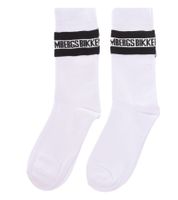 2 pairs of BIKKEMBERGS men's cotton socks with small brand lettering, socks, sneaker socks, white/black/red