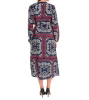 DELMAO women's midi dress with all-over print, long-sleeved dress, summer dress 58986315 blue/red