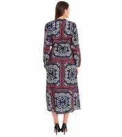 DELMAO women's midi dress with all-over print, long-sleeved dress, summer dress 58986315 blue/red