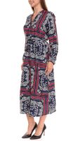 DELMAO women's midi dress with all-over print, long-sleeved dress, summer dress 58986315 blue/red