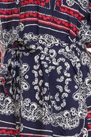 DELMAO women's midi dress with all-over print, long-sleeved dress, summer dress 58986315 blue/red