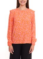 Tamaris blouse shirt women's long-sleeved blouse with floral pattern and small ruffles 50537609 orange/pink
