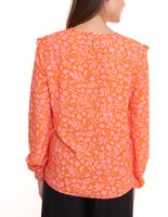 Tamaris blouse shirt women's long-sleeved blouse with floral pattern and small ruffles 50537609 orange/pink
