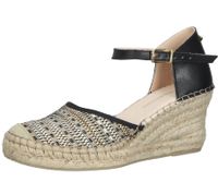 FRED DELA BRETONIERE Compensées sandales à talons compensés pour femmes espadrilles 153010261 noir/beige