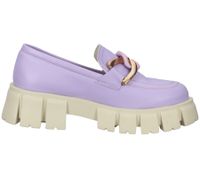LAZAMANI women's genuine leather low shoes with two-tone link chain on instep platform slipper 55.082 purple