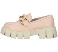 LAZAMANI ladies genuine leather low shoes with two-tone link chain on instep platform slippers 55.082 pink