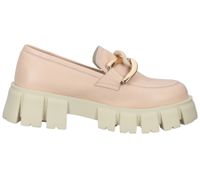 LAZAMANI ladies genuine leather low shoes with two-tone link chain on instep platform slippers 55.082 pink