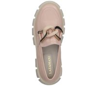 LAZAMANI ladies genuine leather low shoes with two-tone link chain on instep platform slippers 55.082 pink