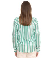 AjC Damen Bluse gestreiftes Langarm-Shirt Baumwolle mit kleinen Rüschen 36148235 Grün/Weiß