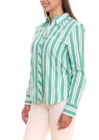 AjC Damen Bluse gestreiftes Langarm-Shirt Baumwolle mit kleinen Rüschen 36148235 Grün/Weiß