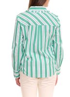 AjC Damen Bluse gestreiftes Langarm-Shirt Baumwolle mit kleinen Rüschen 36148235 Grün/Weiß