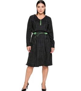 sheego women's summer dress knee-length dress with pockets plus sizes long sleeve 89135290 black