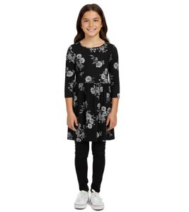 Robe d'été en coton pour fille KIDSWORLD, imprimé floral, idéale pour tous les jours, 76612326, noir/blanc