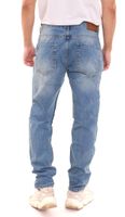 2Y Premium men's jeans stylish denim trousers in used look B6784BLU Blue