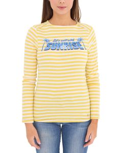 AjC women's shirt striped long-sleeved cotton shirt with front print 67426709 yellow/white/blue