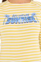 AjC women's shirt striped long-sleeved cotton shirt with front print 67426709 yellow/white/blue