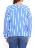 AjC women's slip-on blouse, sustainable V-neck blouse, striped 48173418 blue/white