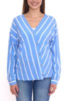 AjC women's slip-on blouse, sustainable V-neck blouse, striped 48173418 blue/white