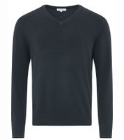 ZWILLINGSHERZ Men's 100% Cashmere Sweater V-Neck Long Sleeve Shirt Black