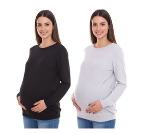 nine 9 months women's simple pregnancy shirt maternity wear gray or black
