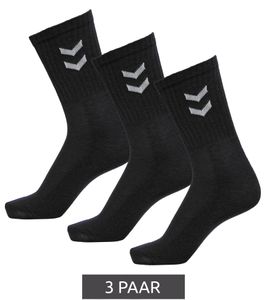 3 Pairs of Hummel Women's & Kids' Basic Crew Socks with Contrast Lace, Cotton Sports Socks 022030-2001 Black