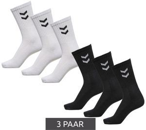 3 Pairs of Women's & Children's Hummel Basic Crew Socks with Contrast Lace, Cotton Sports Socks 022030, Black or White