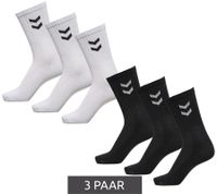 3 Pairs of Women's & Children's Hummel Basic Crew Socks with Contrast Lace, Cotton Sports Socks 022030, Black or White