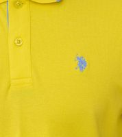 U.S. POLO ASSN. Herren Polo-Shirt Basic-Shirt Baumwoll-Shirt Kurzarm-Shirt 197 63899 52520 115 Gelb/Hellblau